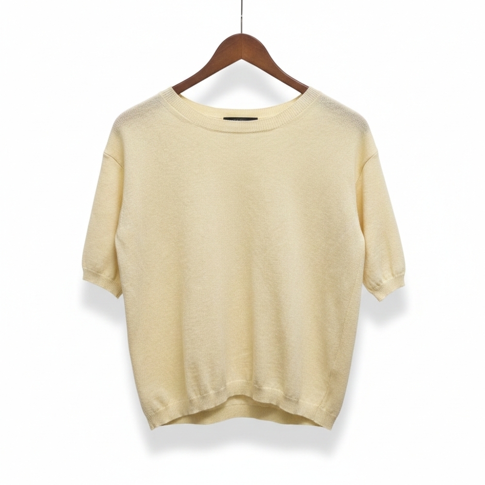 NWT Bianco & Blu Italy Wool Cashmere Silk Sweater - Butter Yellow Luxury Knit